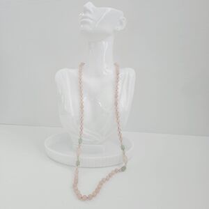 Rose quartz Four green aventurine long bead crystal necklace green beads Darker